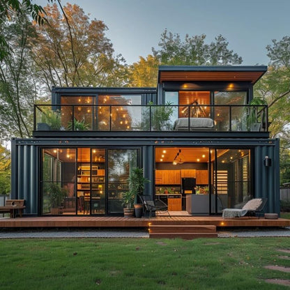 Luxury Two-Story Prefabricated Modular House | Modern Expandable Container Villa for Eco-Resort & Tiny Living | Heavy-Duty Galvanized Steel Framework - Customizable 20ft/40ft