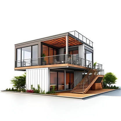 Luxury Two-Story Prefabricated Modular Villa | 2-Bedroom Customizable Shipping Container House | Modern Multi-Unit Expandable Living & Commercial Space - 810 sq.ft