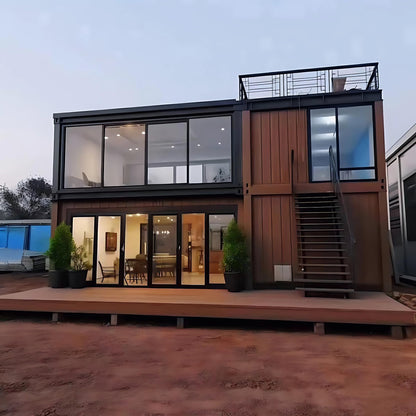 Luxury Two-Story Prefabricated Modular Villa | 2-Bedroom Customizable Shipping Container House | Modern Multi-Unit Expandable Living & Commercial Space - 810 sq.ft