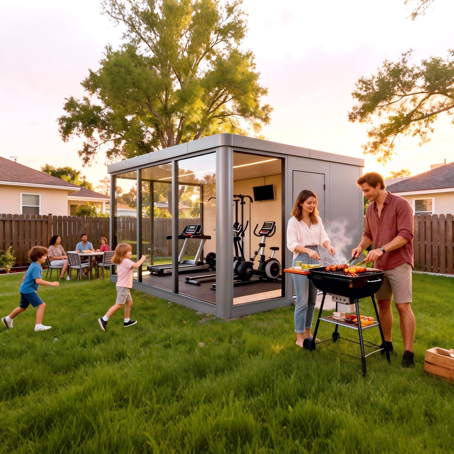 Modern Prefabricated Backyard Office Pod | 117 sq.ft Luxury Multi-Purpose ADU Garden Studio | Soundproof Aluminum Modular Cabin for Gym, Bedroom & Office - T10