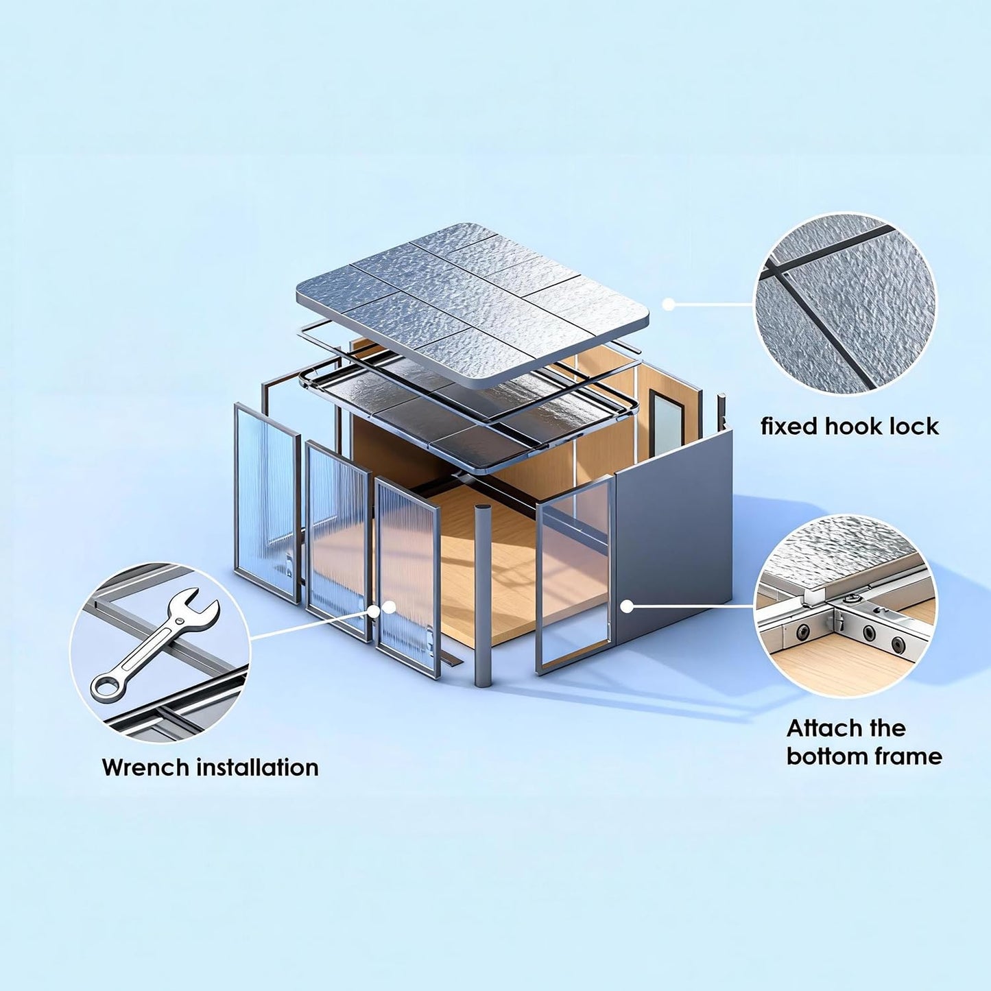 Modern Prefabricated Backyard Office Pod | 117 sq.ft Luxury Multi-Purpose ADU Garden Studio | Soundproof Aluminum Modular Cabin for Gym, Bedroom & Office - T10